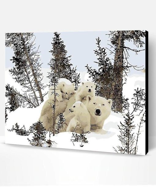 White Polar Bear Family Paint By Number