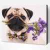 Pug Dog and Flowers Paint By Number