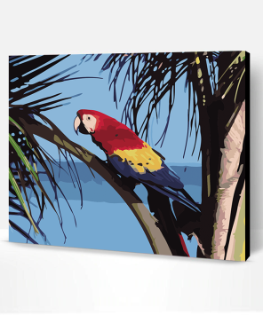 Coconut Tree With Parrot Paint By Number