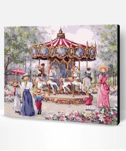 Family in Amusement Park Paint By Number