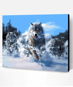 Wolf Pack in Snow Paint By Number