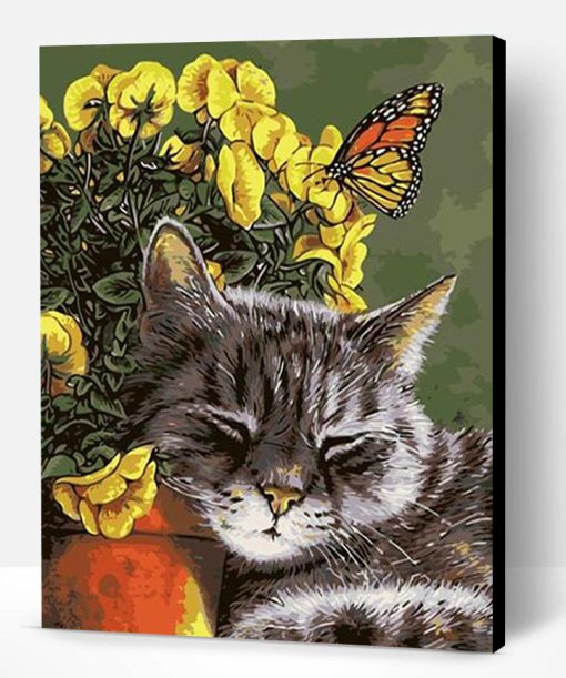 Cat And Butterfly Paint By Number