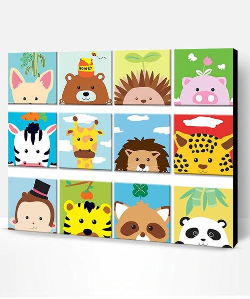 Cute Animals Modern Wall Art Kids Paint Paint By Number