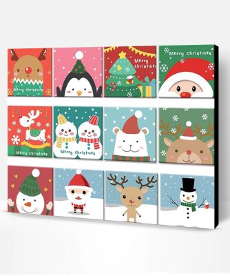 Cartoon Christmas Animals Paint By Number