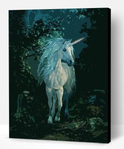Unicorn In Dark Forest Paint By Number
