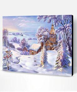Snowy Scenery Village Paint By Number