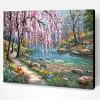 Cherry Blossom Tree Near River Paint By Number