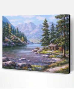 Log Cabin by The River Paint By Number