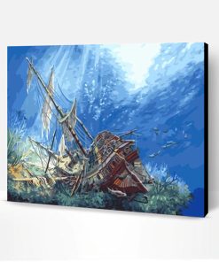 Sea Floor Boat Acrylic Canvas Painting Paint By Number