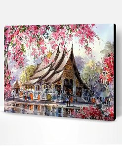 Cherry blossom Temple Paint By Number