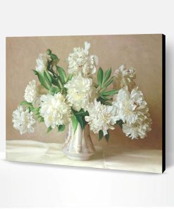 White Flowers Wall Acrylic Paint Paint By Number