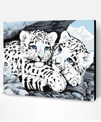 Blue Eyed Snow Leopard Cubs Paint By Number