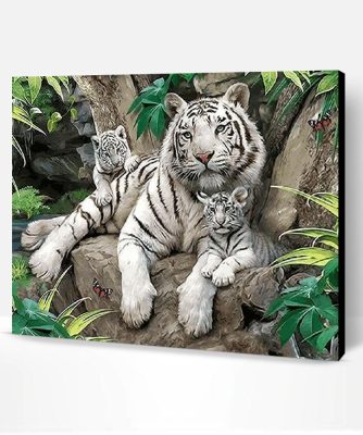 White Tiger Family Paint By Number