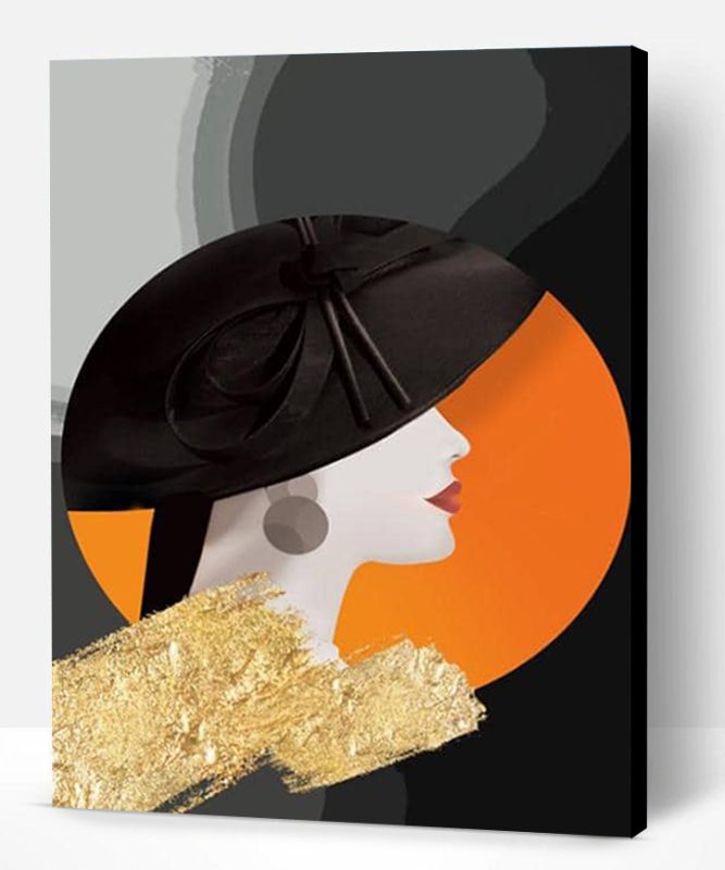 Woman Black Hat Paint By Number