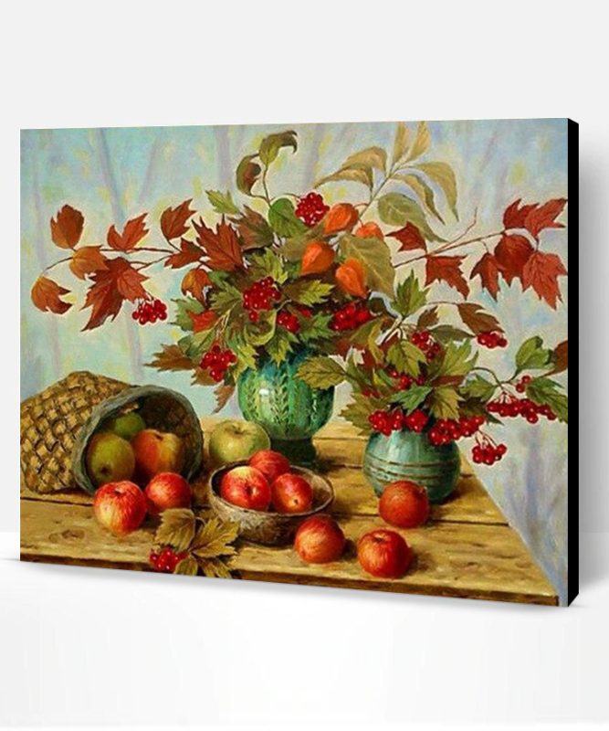 Vase Of Flowers and Apples Paint By Number