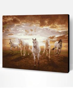 Horses galloping on Sunset Paint By Number