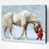 Horse in Snow Paint By Number