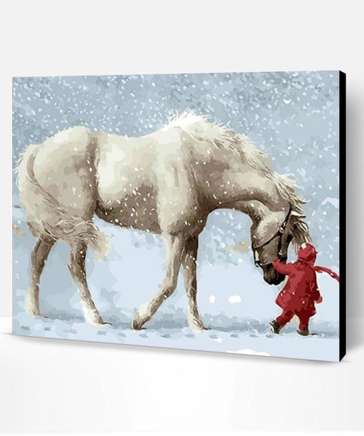 Horse in Snow Paint By Number