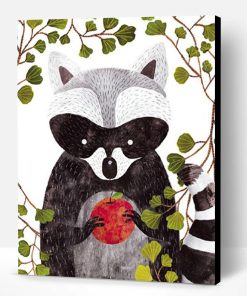 Raccoon and Apples Paint By Number
