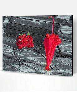 Red Flowers Umbrella Paint By Number