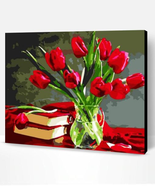 Red Tulips In The Bottle Paint By Number