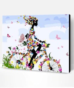 Roses Girl On Bike Paint By Number