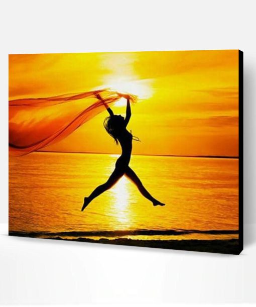 Running Lady Sunset Paint By Number