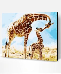 Giraffe Mom and Her Baby Paint By Number