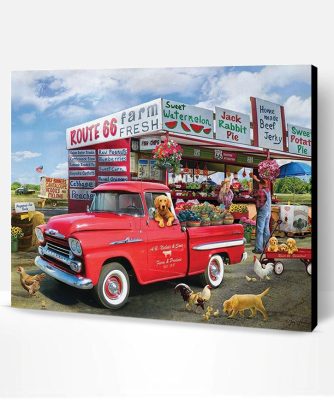 Farm Animals on Truck Paint By Number