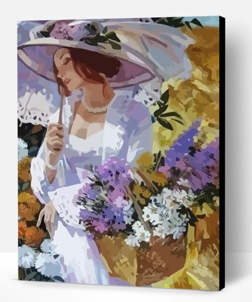 Woman In Flowers Store Paint By Number