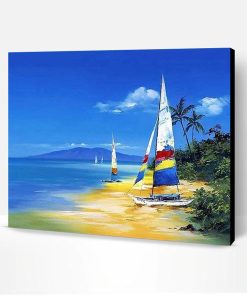 Sailboat Rest On Beach Paint By Number