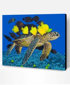 Sea Turtle and Yellow Fish Paint By Number