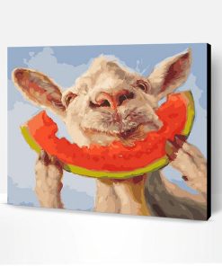 Sheep Eating Watermelon Paint By Number