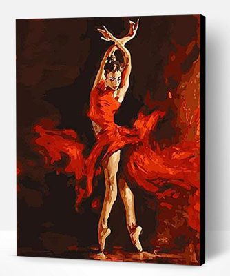 Ballerina In Red Dress Paint By Number