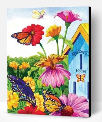 Flower Garden with Butterfly Paint By Number