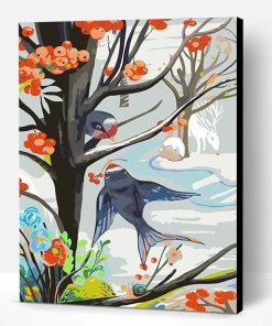 Swallows and Tree Paint By Number