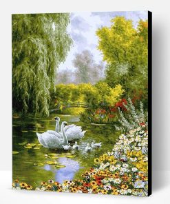 Swans in a Pond Paint By Number