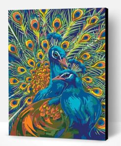Blue Peacock Couple Paint By Number