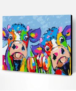 Two Colorful Cow Paint By Number