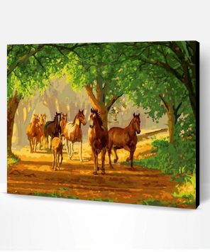 Country Lane Horses Paint By Number