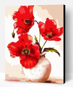 Red Flowers in a Vase Paint By Number
