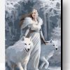 Woman White Wolves Paint By Number