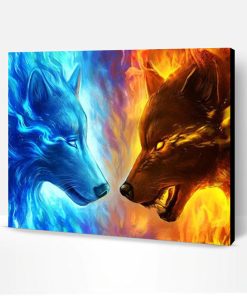 Fire and Ice Wolf Paint By Number