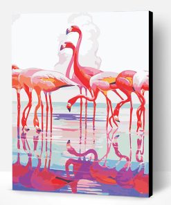Flamingos on Water Paint By Number
