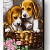 Dog Puppys In Basket Paint By Number