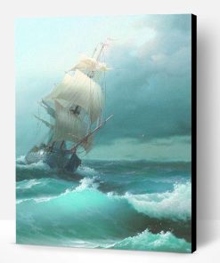 Ship Sailing in Storm Paint By Number