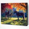 Horse Under Autumn Tree Paint By Number