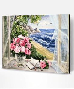 Flowers And Sea Side Paint By Number