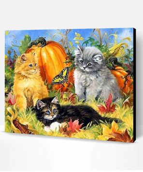 Cats with a Pumpkin Paint By Number