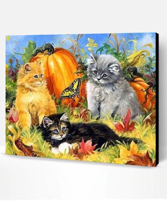 Cats with a Pumpkin Paint By Number